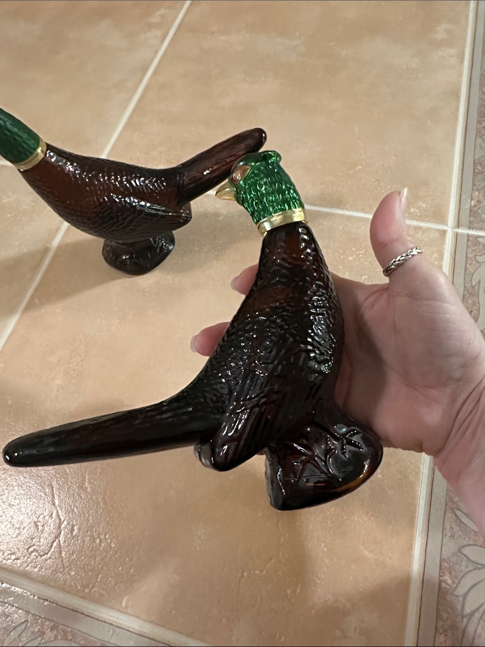VTG 2 Avon Green-Headed and Brown Pheasant Figurine Pair - Picture 4 of 11